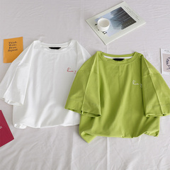 1017# - 2 milk silk T-shirt (95% polyester 5% spandex) short sleeve T-shirt for female students