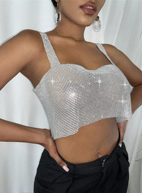 跨境货源欧美外贸速卖通wish亚马逊ebay热销亮钻无袖露齐吊带Z625