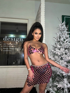 2023新款 LBZ20375 厂直销欧美跨境夜店纯手工拼接亚克力亮片套装