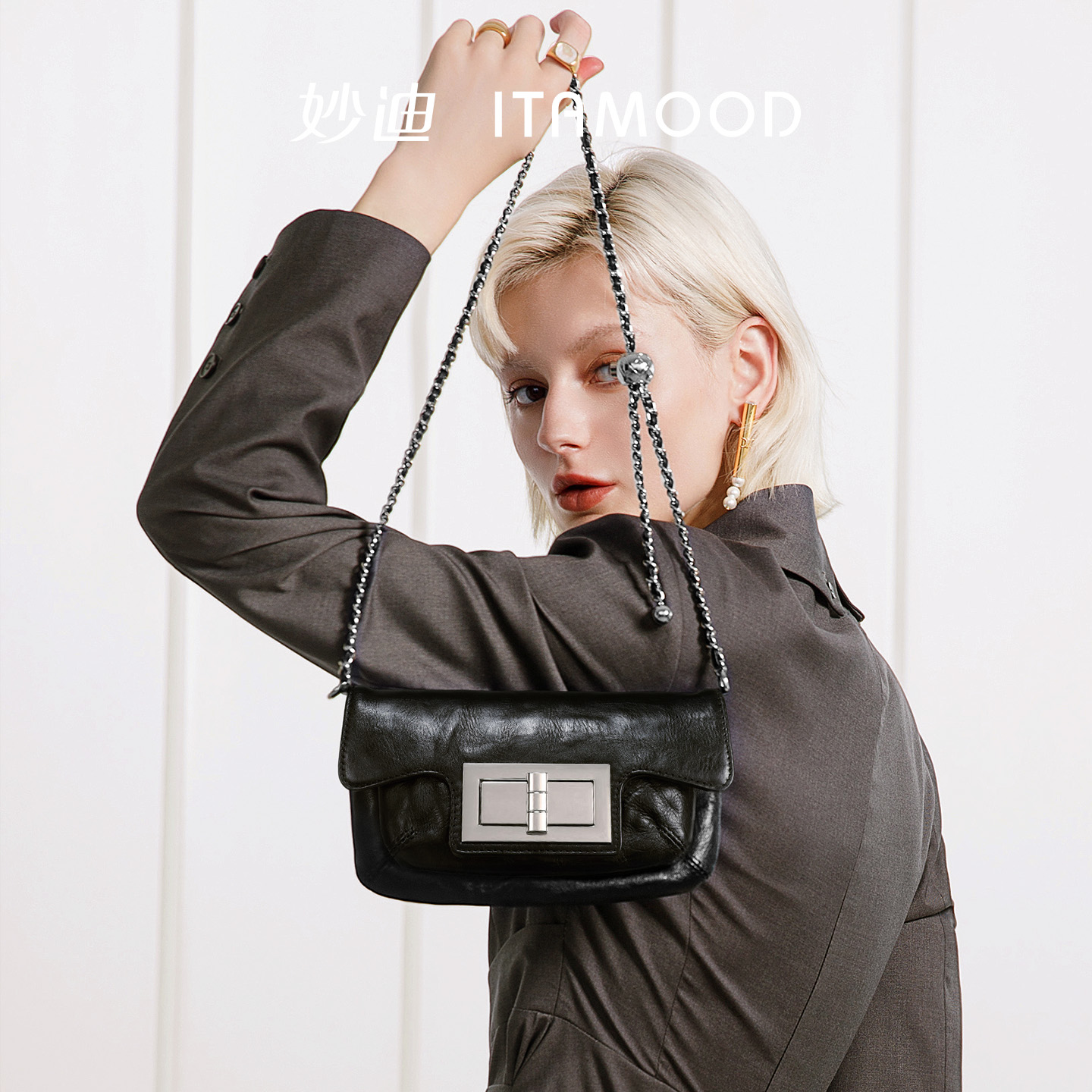 【抓花植鞣头层牛皮】链条包