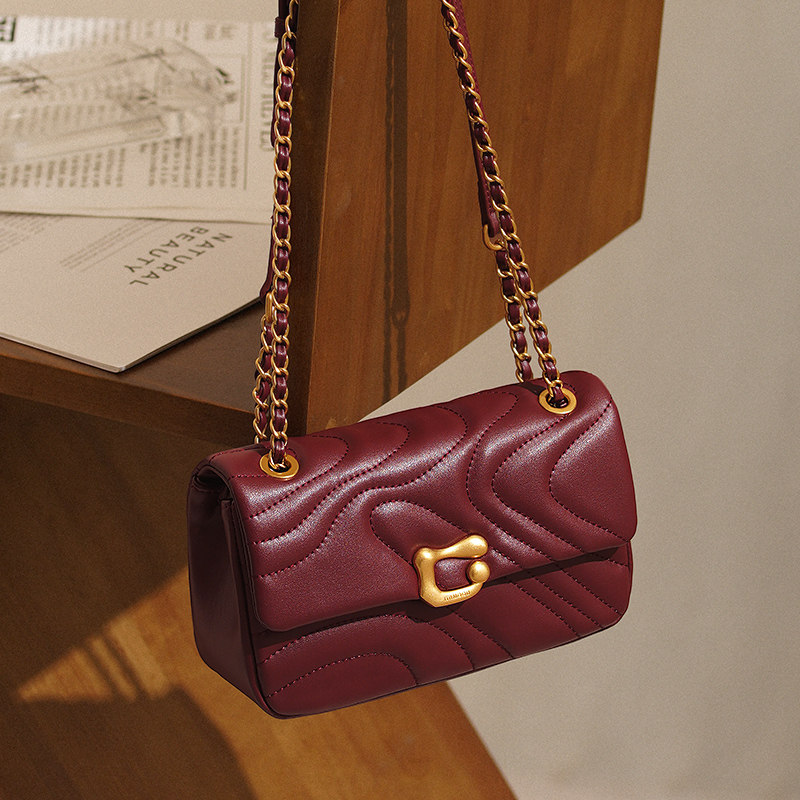 「生日礼物」妙迪法式小香风真皮链条包新款精致通勤单肩斜挎包女