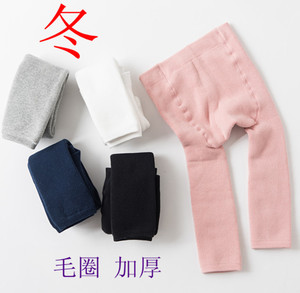 婴儿打底裤毛圈加厚儿童九分裤纯色女童加档纯棉裤袜宝宝袜子新款