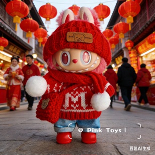 搪胶拉布布三代衣服labubu3.0前方高能爱希望马卡龙新年圣诞娃衣