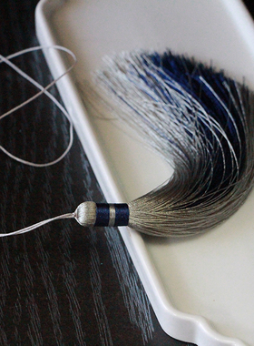 纯手工双色流苏穗蓝色灰色吊绳吊穗扇坠旗袍压襟 配饰 制作配件