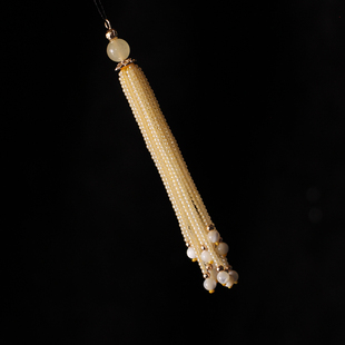 原创新款手工串珠粉色米珠流苏古风发簪头饰手工制作半成品配件