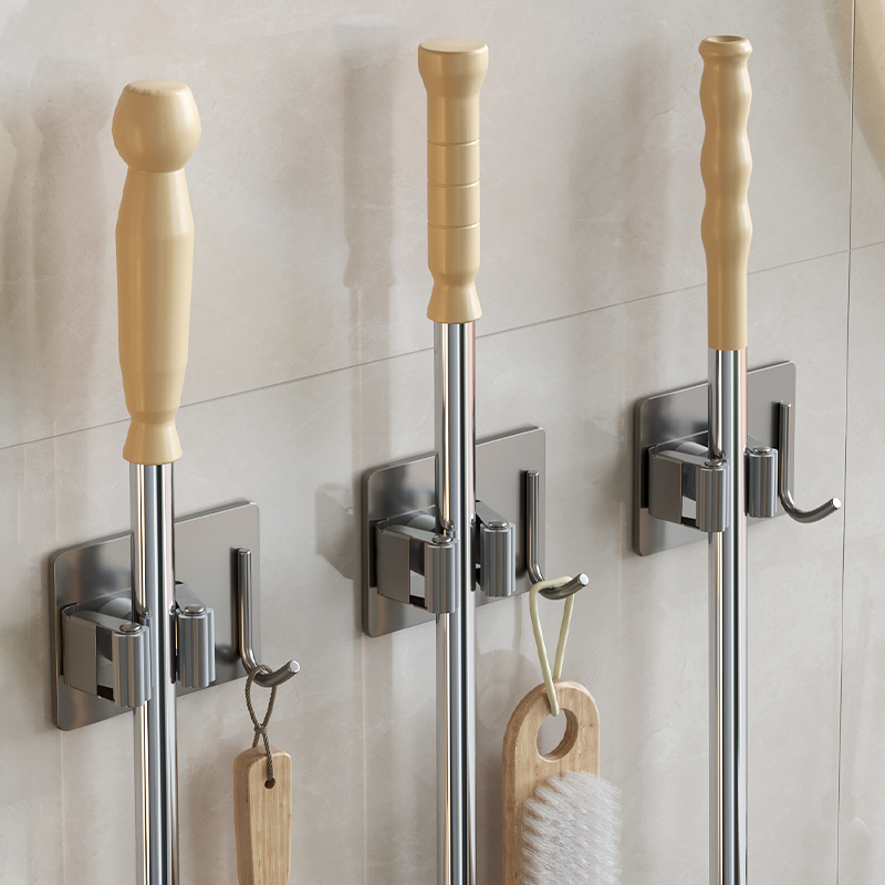 免钉安装不锈钢拖把架