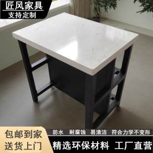 厨房小中岛台单独料理台置物柜可移动餐边柜备餐桌一体收纳 开放式