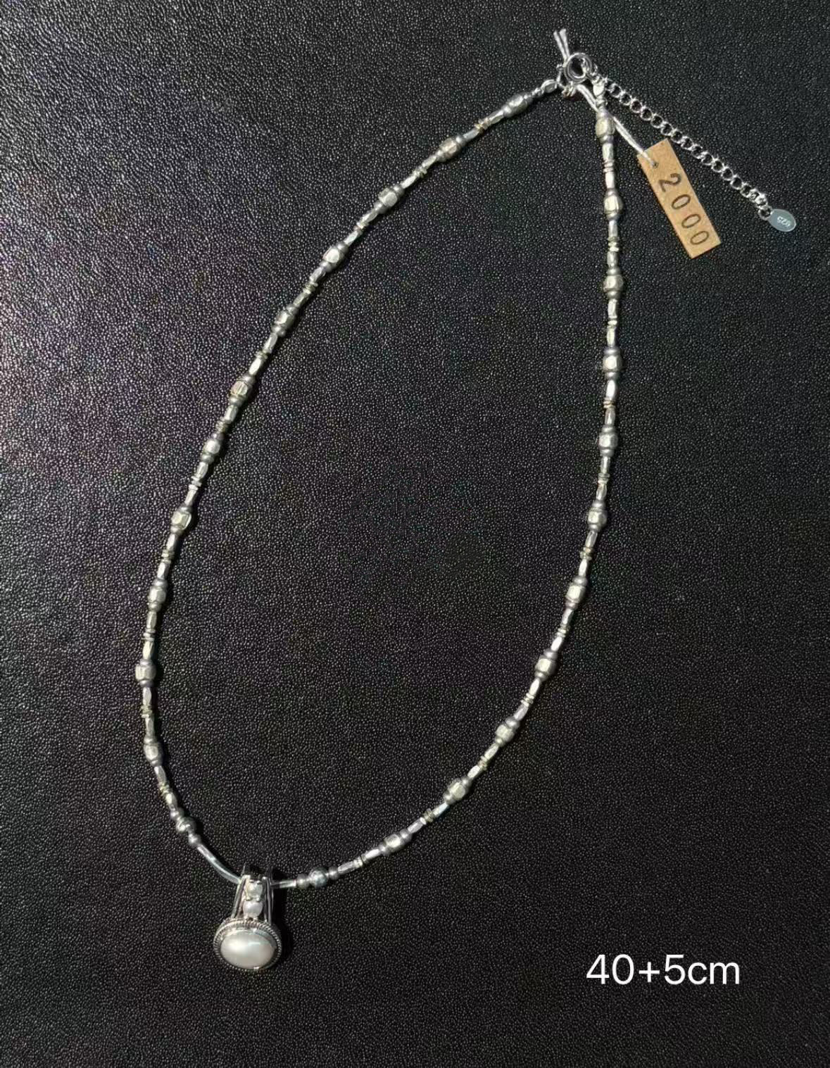 泰国清迈手工925纯银天然珍珠水晶项链女款锁骨链颈链配饰小众y