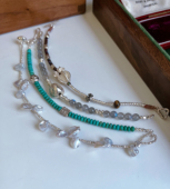 清迈切面细隔珠925纯银手链天然淡水珍珠银蓝光花瓣手串仙气十足