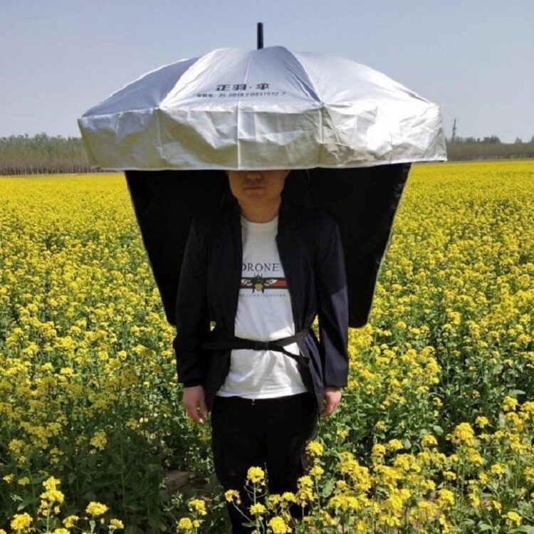可背式遮阳伞采茶伞黑胶防晒伞茶农免持采茶摘茶叶专用雨伞正羽帽