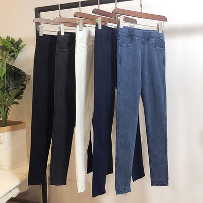 天蓝家 狠舒适!薄款直接入!棉质弹力牛仔休闲裤子女秋新款打底裤
