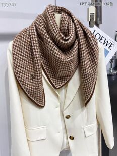LP原单尾货  捡漏100%山羊绒针织提花千鸟格三角巾  厚款数量不多