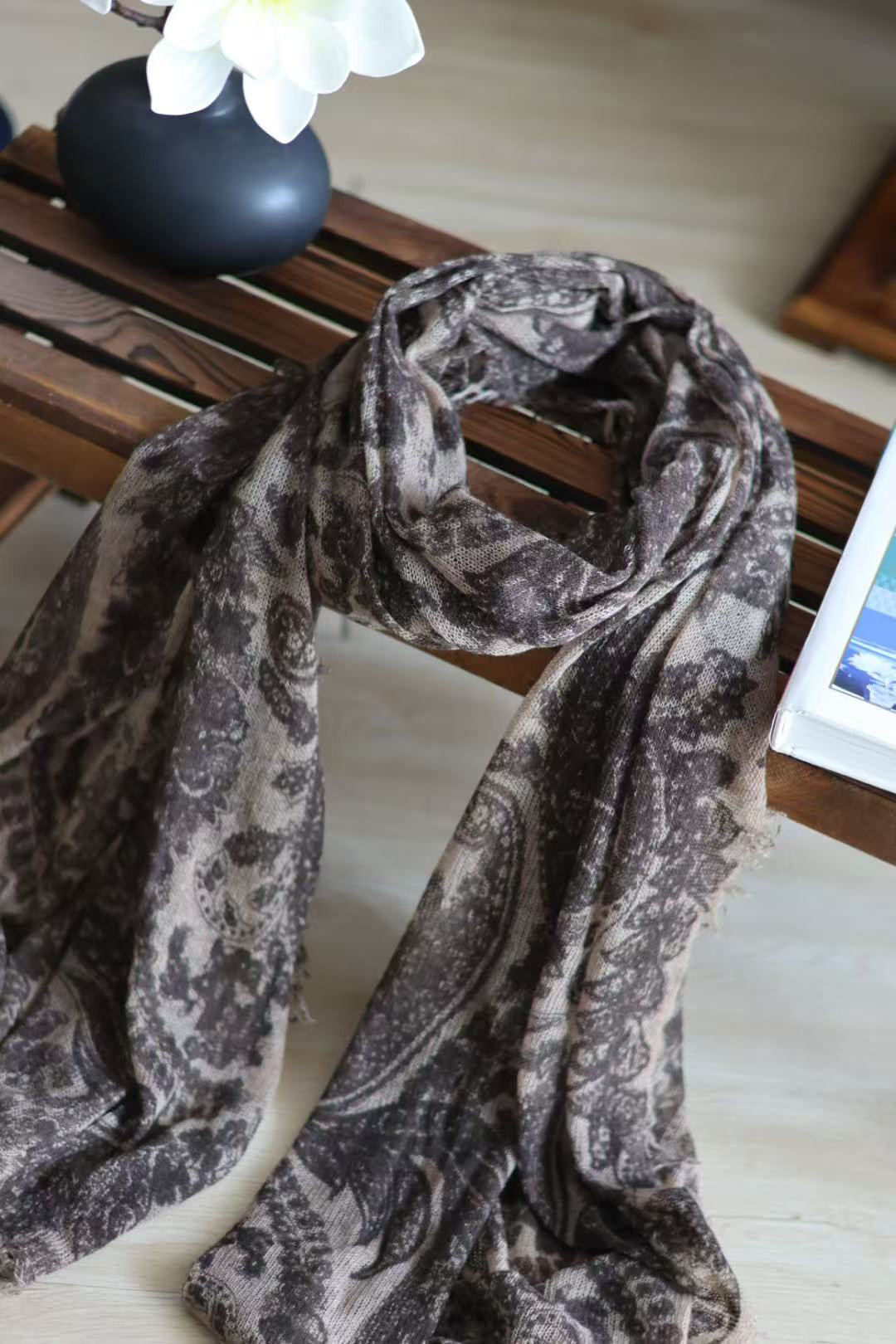 【LU】  羊绒印花菩提花花轻薄围巾披肩,女装/女士精品,羊绒衫,淘宝优惠券,粉丝福利购,淘宝优惠卷