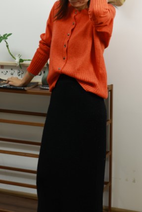 【LU】 减龄洋气高螺纹   羊绒基础圆领开衫百搭上衣/ 显瘦