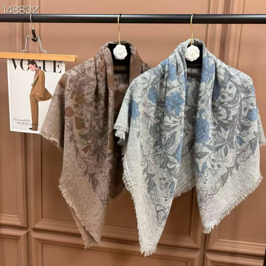 【LU】  内蒙工厂直发   纯羊绒印花方巾秋冬厚款围巾/披肩多用途