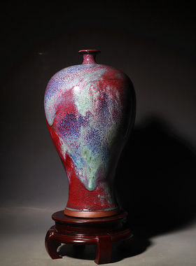 钧窑梅瓶摆件纯手工家居装饰收藏品艺术品钧瓷瓷器大师作品周松建