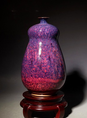 陶瓷花瓶摆件装饰品博古架玄关客厅钧瓷钧窑纯手工非遗作品周松建