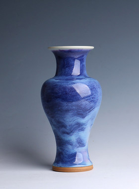 观音瓶摆件居家装饰钧窑窑变开片裂纹禹州钧瓷花瓶仿宋复古新中式