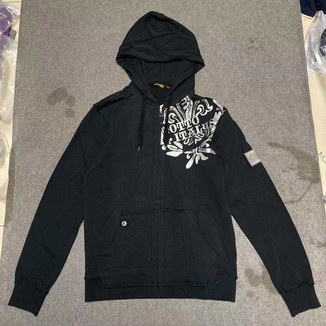 老版LOTTO 乐途 意大利佛罗伦萨系列 烫银花边工艺连帽卫衣