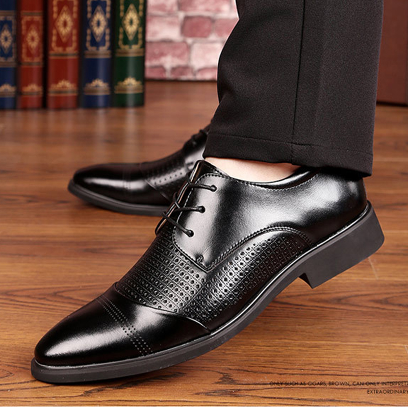 打孔皮鞋男透气透孔网眼皮鞋男真皮尖头镂空青年防臭夏季网眼皮鞋