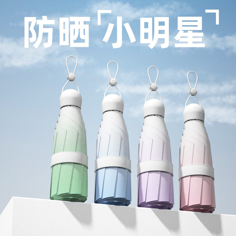 五折24骨手动渐变色黑胶晴雨伞伞