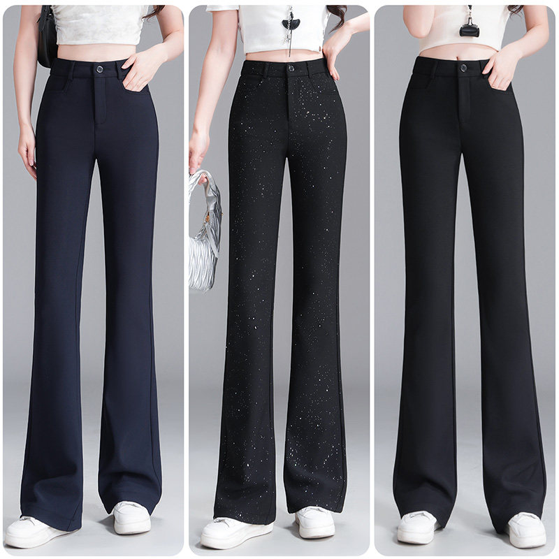 满天星高腰微喇裤女2026春季新款黑色显瘦修身九分裤时尚休闲长裤