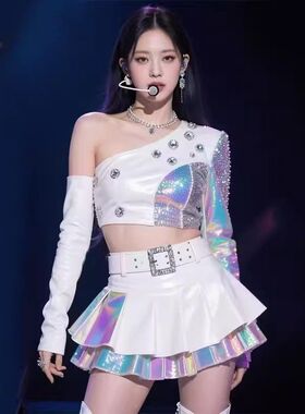 韩国女团演出服同款白色套装打歌服与时代共舞爵士舞服装女表演装