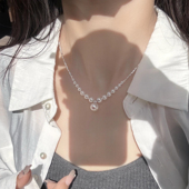 澳白珍珠锁骨链925银吊坠碎银项链高级感颈链送小女生母亲节礼物