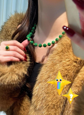 帝王绿干青翡翠回纹珠项链手工雕刻阳绿圆珠锁骨链手链新中式显白