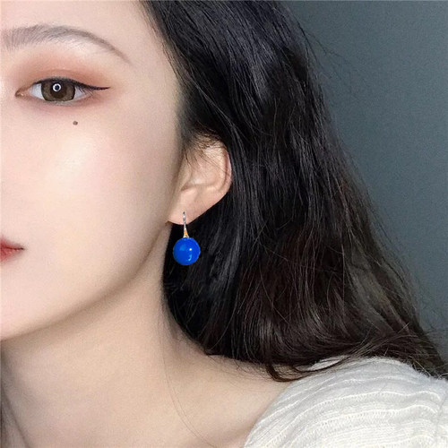 2019新品多米尼加蓝珀耳钉净水蓝珀耳线琥珀蜜蜡耳勾女款 - 封面