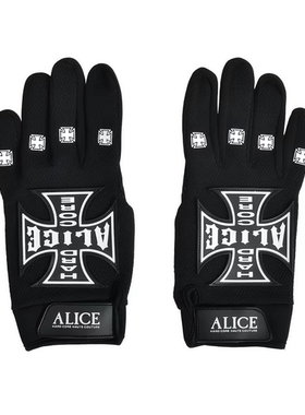 Alice hollywood十字架logo机车手套魔术贴调节  ASAP Rocky同款