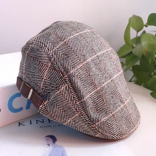 韩系贝雷帽男潮秋冬天灰色鸭舌帽男款洋气好看的前进帽子保暖女款