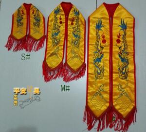 家居用品民族风刺绣龙图案菩萨围脖神明方巾神号红绫披肩绶带定制