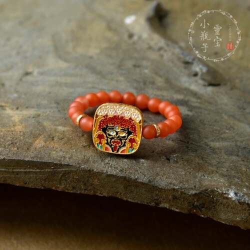 925银珐琅彩天然宝山南红戒指