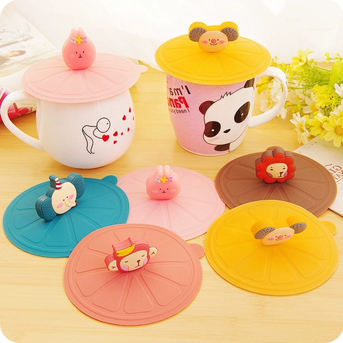 Чайная чашка, крышка для стакана, мультяшный стеклянный пылезащитный герметический пищевой силикон с уплотнителем со стаканом