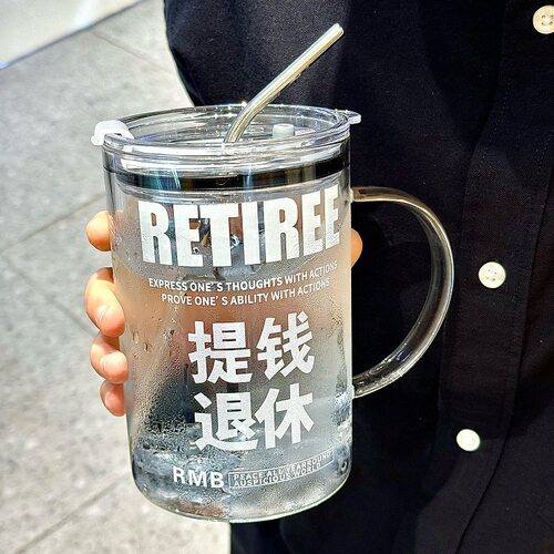 ins高颜值玻璃杯大容量水杯带把手耐热高硼玻璃吸管杯子礼品批发
