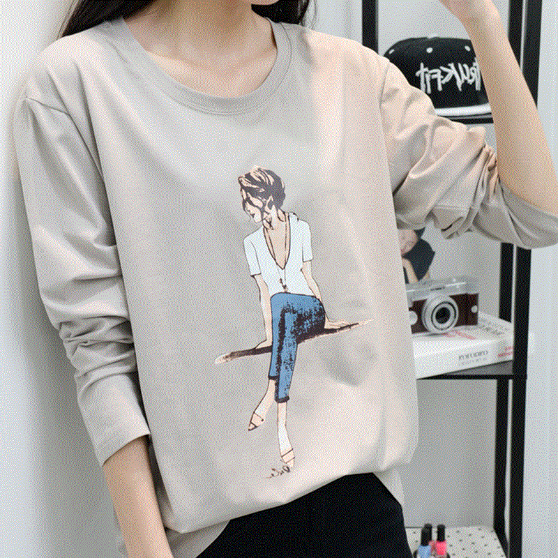 ¿íËÉÔ²Á쳤ÐätÐôÅ®×°´òµ×ÉÀ´ºÇïʱÉÐÓ¡»¨ÌåÐôÅ®¼òÔ¼TÉÏÂó¿¨Â׸ñÀ¼