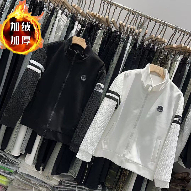 加绒开衫卫衣男立领外套休闲潮流夹克爆款棒球服2025加厚提花上衣