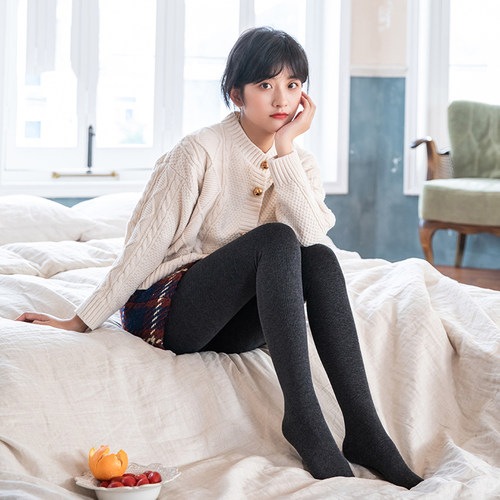 金棉900D条纹显瘦薄绒打底裤适合10-20度