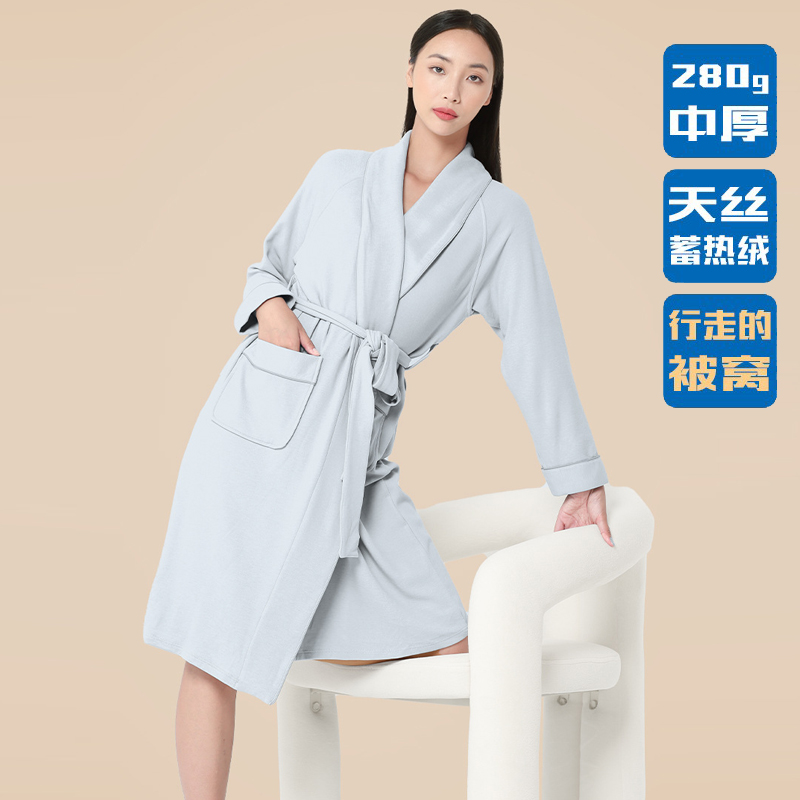舒适蓄热绒女睡袍抑菌家居服