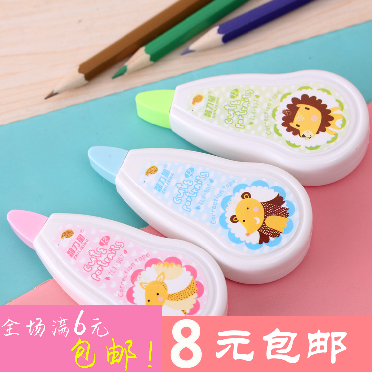 韩版卡通学生涂改带 可爱/糖果色/简易学生文具修正带改正带批发