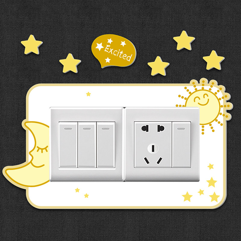 创意卡通双排开关贴3d立体客厅墙洞遮挡装饰贴定制墙壁插座保护套