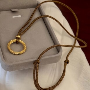 s925纯银乾坤圈镶石戒指项链女国风新尚哪吒同款复古祥云纹银饰