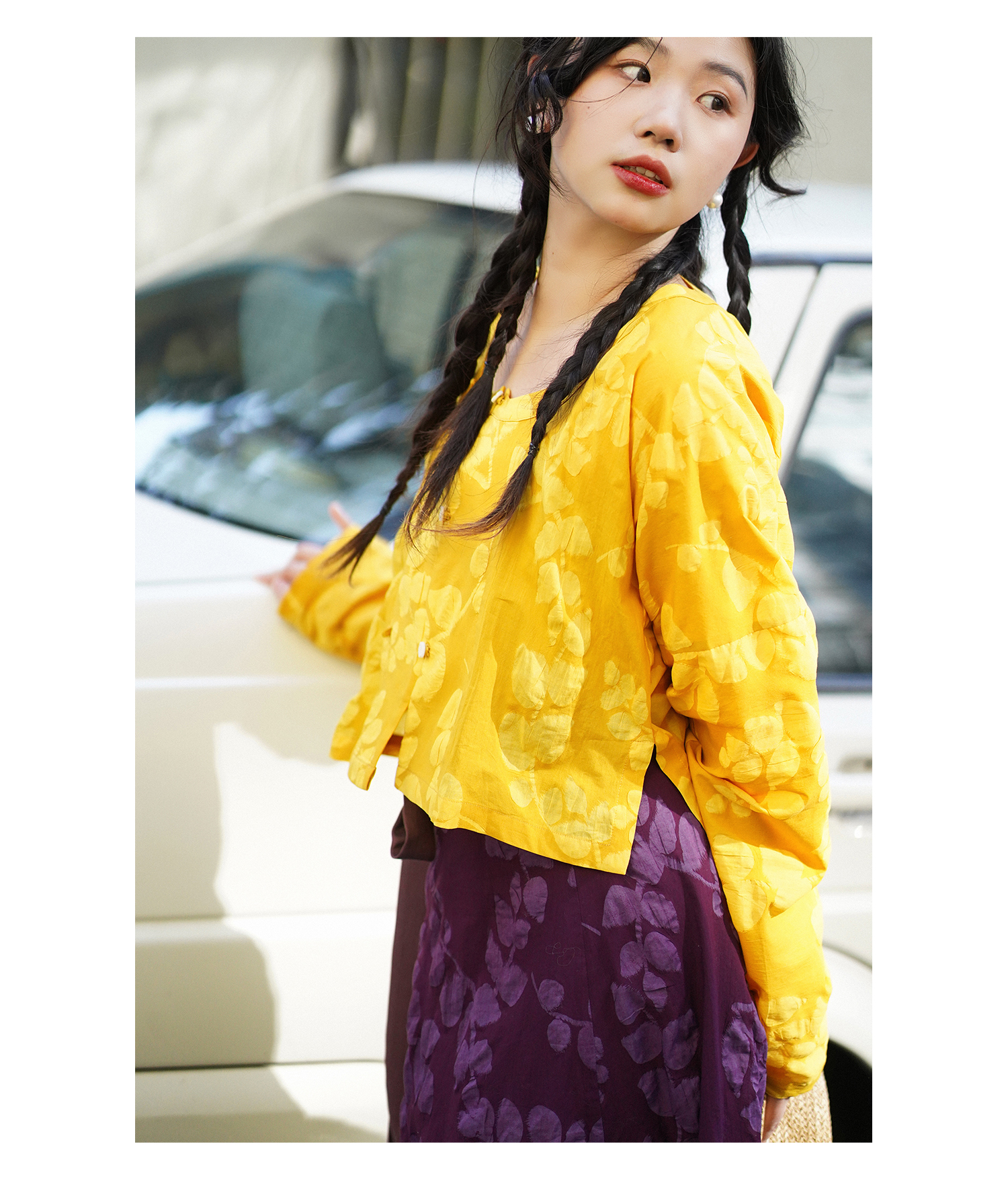 thumbnail for 【Luzhou Collection】Branches and branches wear two sweetheart necks, round necks, six broken skirts, Tang Hanfu, spring and summer cotton daily commuting