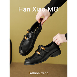 日系学院风双皮带扣低跟乐福鞋女春季新款配裙子JK制服小皮鞋大码