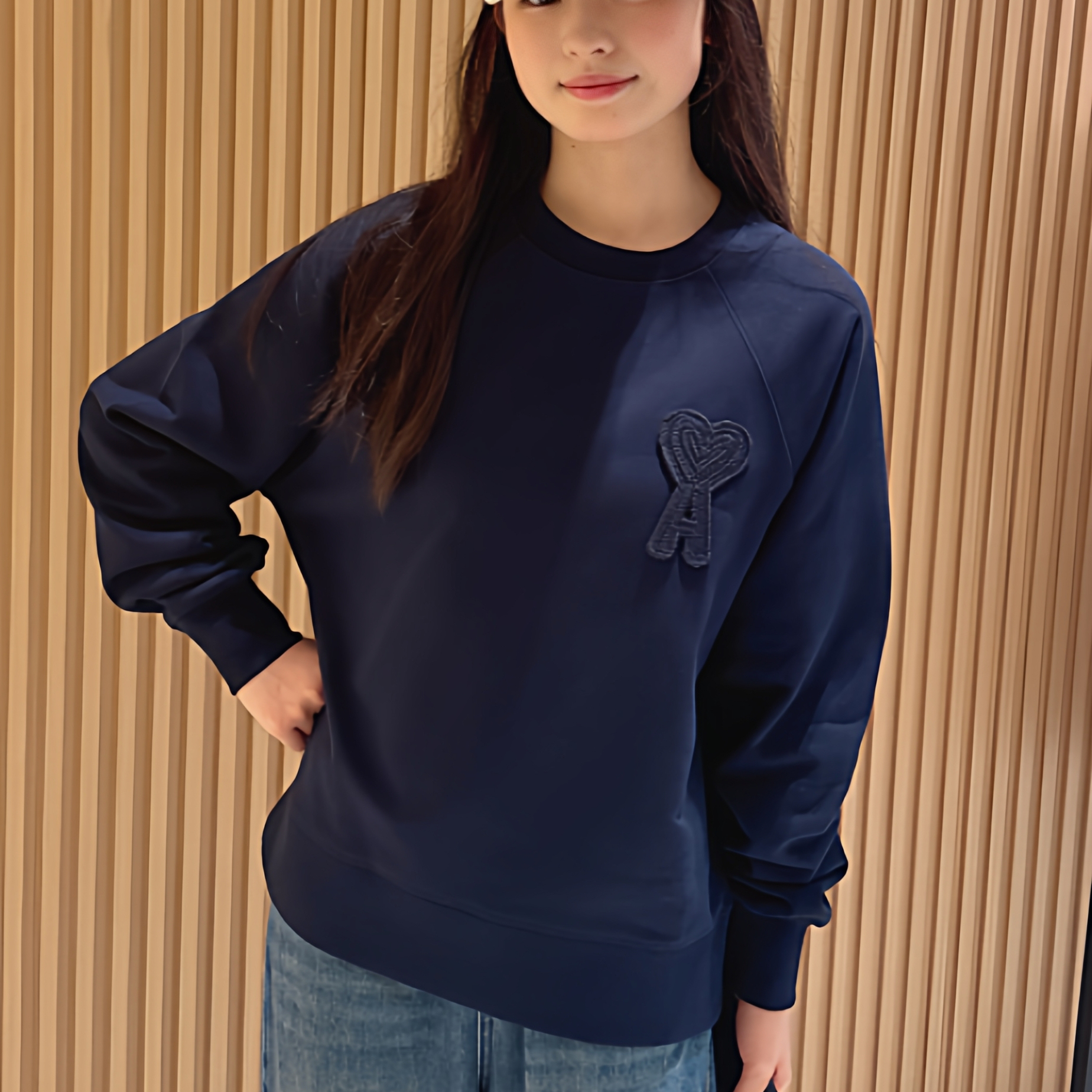 ami roopdf秋冬新款编织大爱心圆领卫衣宽松休闲男女同款外套上衣