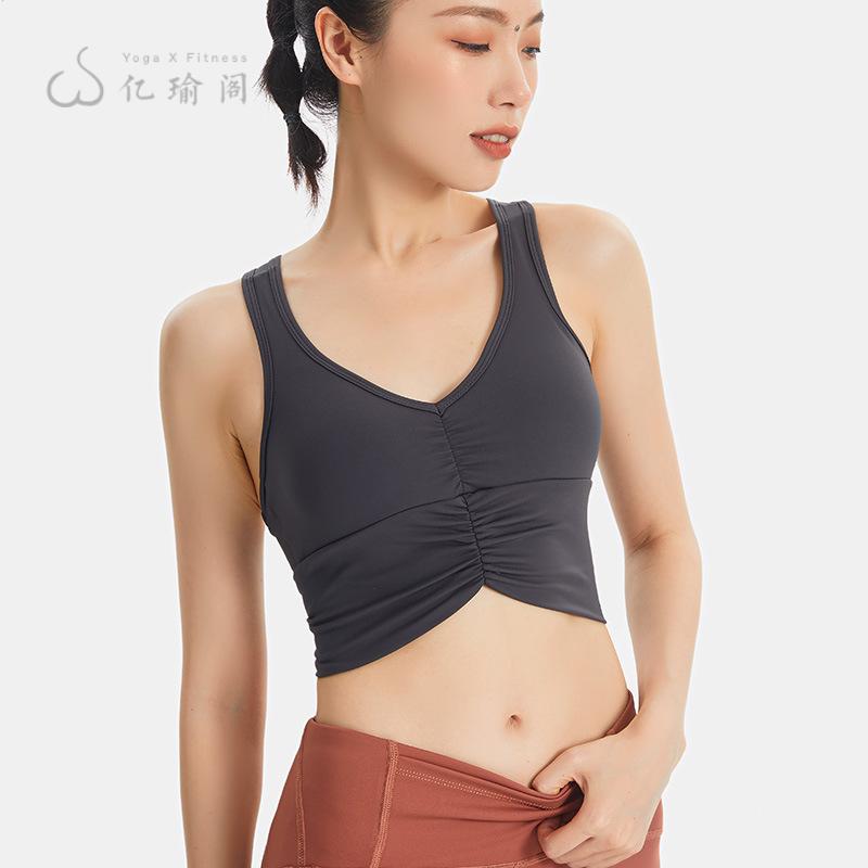 运动文胸女性感褶皱大码高防震