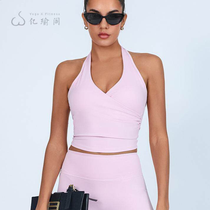 瑜伽背心女挂脖V领美背上衣