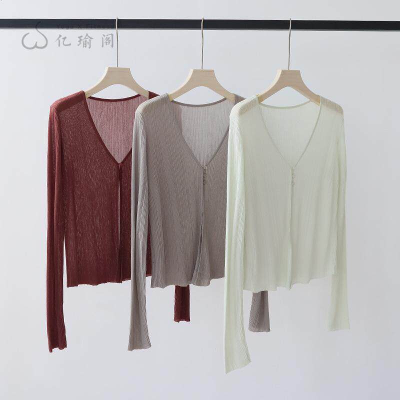 莱赛尔天丝春款针织开衫薄款女罩衫空调衫夏季长袖上衣女外套