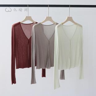 莱赛尔天丝春款针织开衫薄款女罩衫空调衫夏季长袖上衣女外套